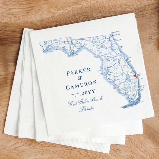 Serviette En Papier West Palm Beach Floride Carte Mariage élégant