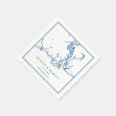 Serviette En Papier Westbrook CT Map Élégant Mariage bleu marine (Coin)