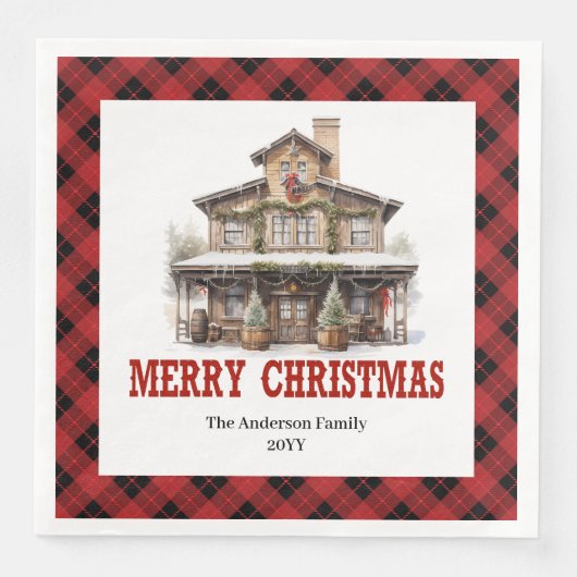 Serviette En Papier Western Buffalo Plaid Christmas Paper Napkins (Devant)