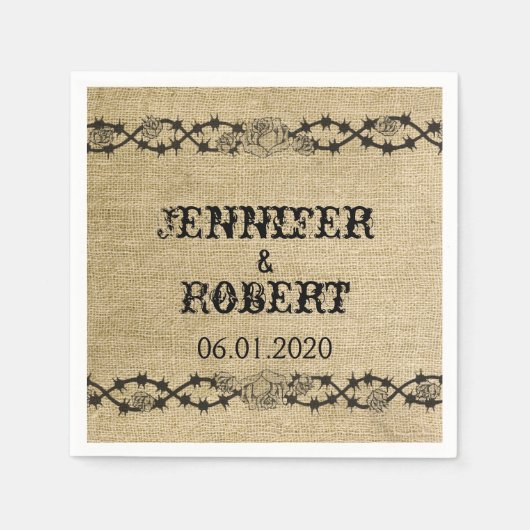 Serviette En Papier Western Burlap Mariage Napkin (Devant)