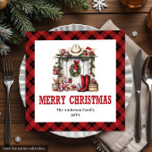 Serviette En Papier Western Christmas napkins farmhouse tartan pattern