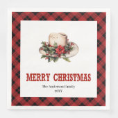 Serviette En Papier Western Christmas napkins rustic buffalo plaid (Devant)