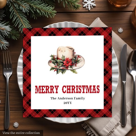Serviette En Papier Western Christmas napkins rustic buffalo plaid