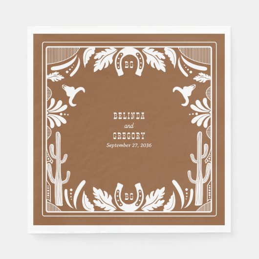 Serviette En Papier Western Country Cowboy Rustique Mariage (Devant)