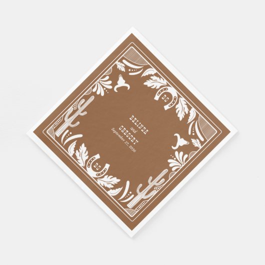 Serviette En Papier Western Country Cowboy Rustique Mariage (Coin)