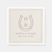Serviette En Papier Western Country Horseshoe Brown Monogram Wedding (Devant)