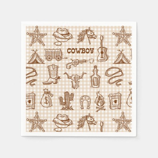 Serviette En Papier Western Cow-boy  (Devant)