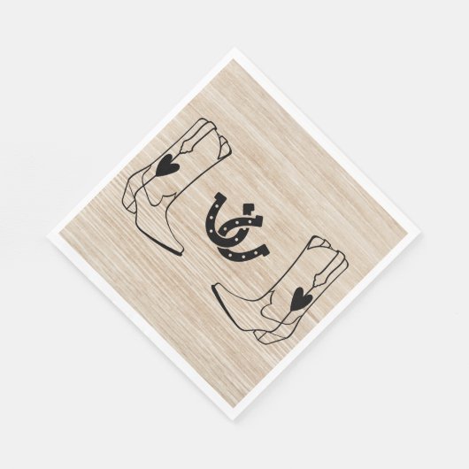 Serviette En Papier Western Cowboy Boot Mariage campagnard Wood Horses (Coin)