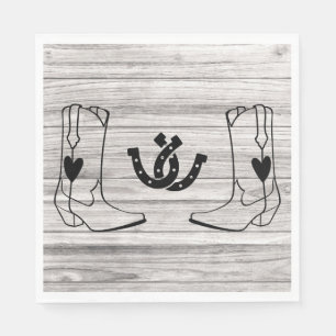 Serviette En Papier Western Cowboy Boot Mariage campagnard Wood Horses