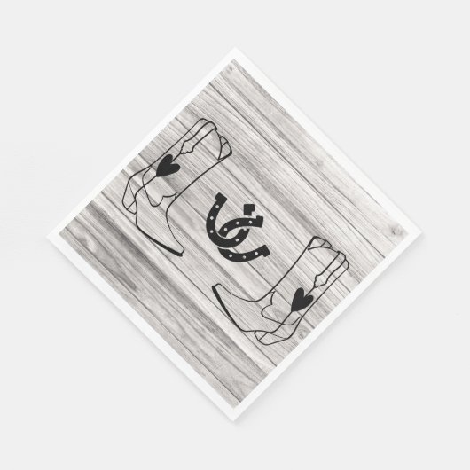 Serviette En Papier Western Cowboy Boot Mariage campagnard Wood Horses (Coin)