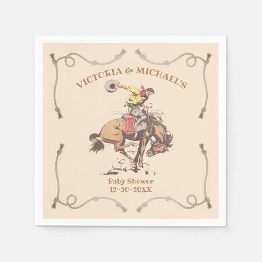 Serviette En Papier Western Cowboy Bucking Bronco (Devant)