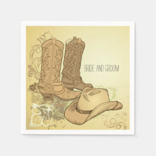 Serviette En Papier Western Cowboy Casquette Boots