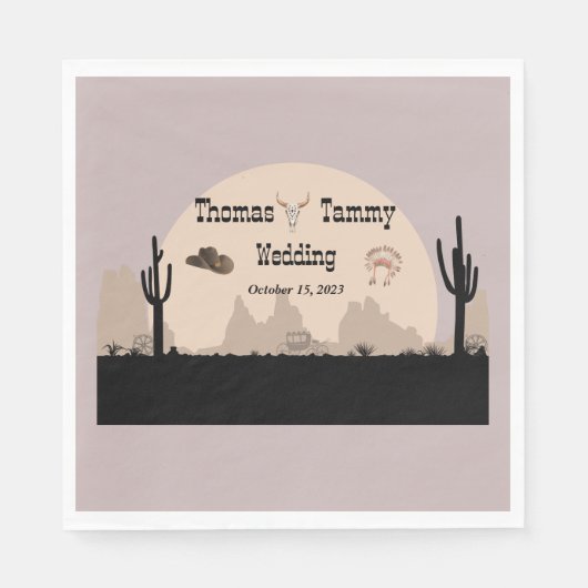 Serviette En Papier Western Cowboy & Indians Mariage à thème (Devant)