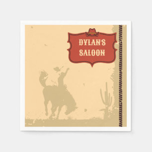 Serviette En Papier Western Cowboy Monogramme Nom Rustique Salon