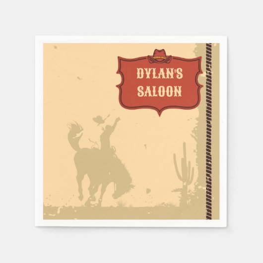 Serviette En Papier Western Cowboy Monogramme Nom Rustique Salon (Devant)