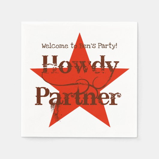 Serviette En Papier Western Cowboy Red Star Anniversaire (Devant)