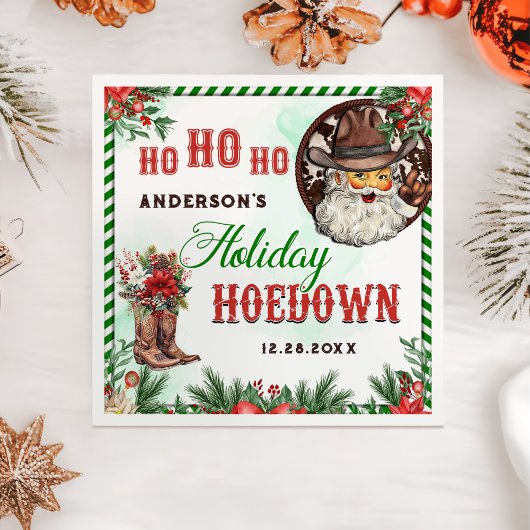 Serviette En Papier Western Cowboy Santa Christmas Hoedown Party 