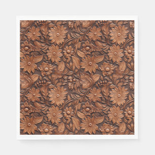 Serviette En Papier Western Cowgirl Brown Floral