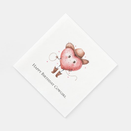 Serviette En Papier Western Cowgirl Heart with Cowboy Hat Birthday (Coin)
