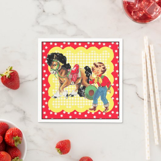 Serviette En Papier Western Cowgirl Kid Avec Horse Party (En situation)