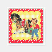 Serviette En Papier Western Cowgirl Kid Avec Horse Party (Devant)