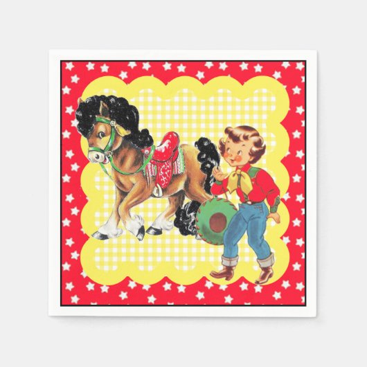 Serviette En Papier Western Cowgirl Kid Avec Horse Party (Devant)