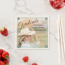 Serviette En Papier Western Cowgirl Photo Graduation Party Napkin