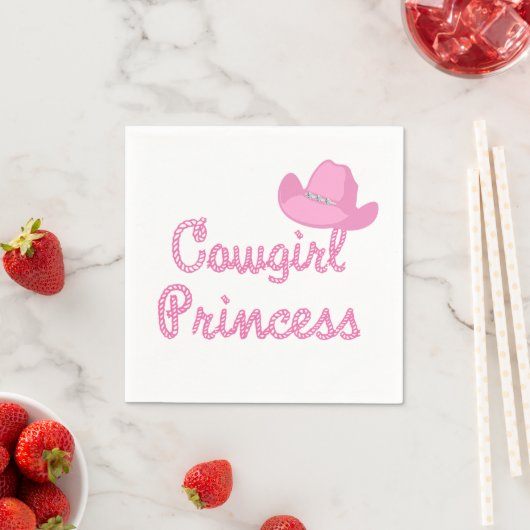Serviette En Papier Western Cowgirl Princesse Avec Parti Casquette Ros (En situation)