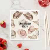 Serviette En Papier Western Cowgirl rose Casquettes Brown Anniversaire (En situation)