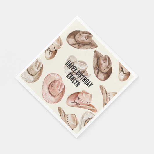 Serviette En Papier Western Cowgirl rose Casquettes Brown Anniversaire (Coin)