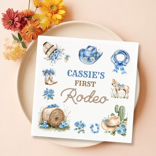 Serviette En Papier Western First Rodeo Cowboy Birthday Napkins
