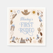 Serviette En Papier Western First Rodeo Wild West Cowboy Blue Annivers (Devant)