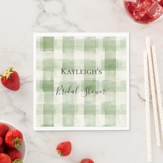 Serviette En Papier Western Green Creme Plaid Stripes Pays (En situation)