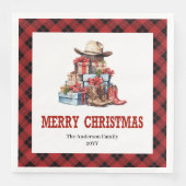 Serviette En Papier Western holiday napkins with buffalo plaid accent (Devant)