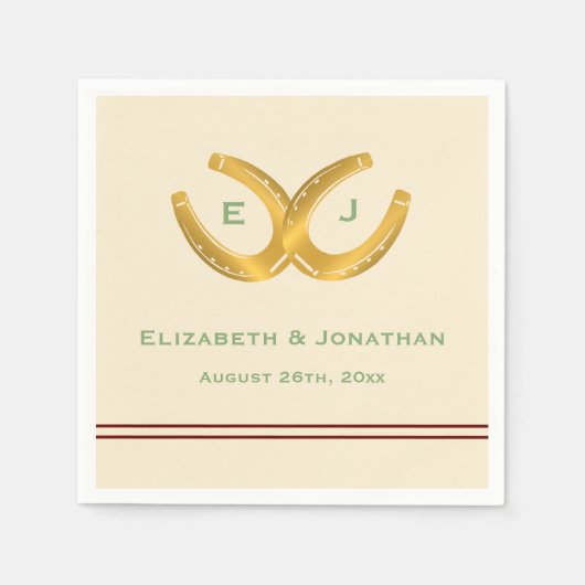 Serviette En Papier Western Horseshoe Mariage (Devant)