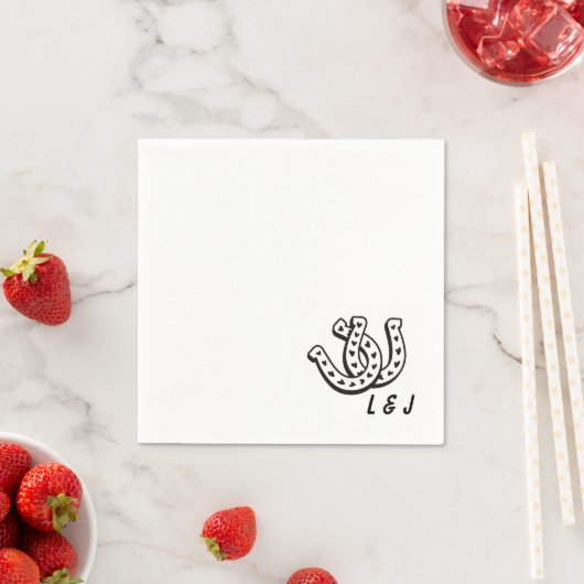 Serviette En Papier Western Mariage Custom Initials Country Cocktail (En situation)