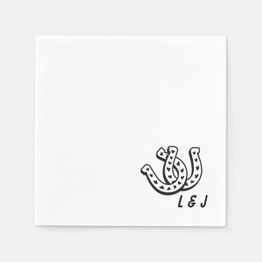 Serviette En Papier Western Mariage Custom Initials Country Cocktail (Devant)