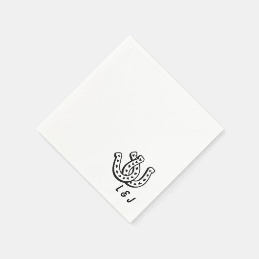 Serviette En Papier Western Mariage Custom Initials Country Cocktail (Coin)