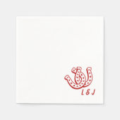 Serviette En Papier Western Mariage Custom Initials Country Cocktail (Devant)