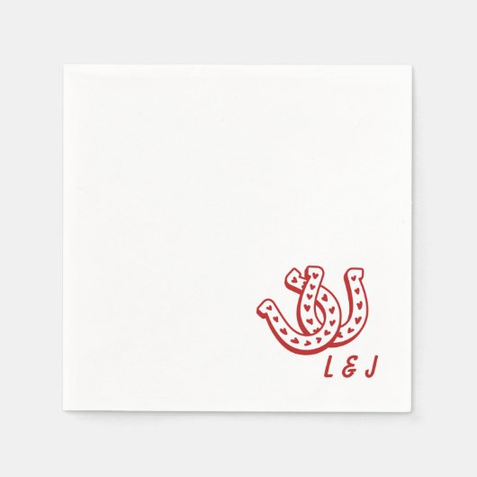 Serviette En Papier Western Mariage Custom Initials Country Cocktail (Devant)