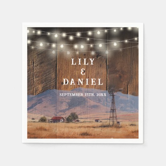 Serviette En Papier Western Mountain Ranch Barn Wood Wedding (Devant)