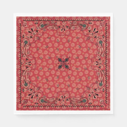 Serviette En Papier Western Paisley Red Bandana (Devant)