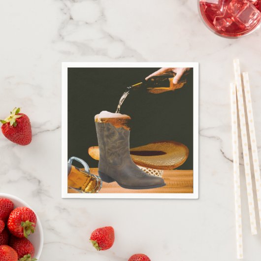 Serviette En Papier Western Party Cowboy Bottes Casquette Et Serviette (En situation)