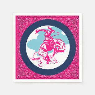 Serviette En Papier Western Party Cowgirl équitation Bucking Horse