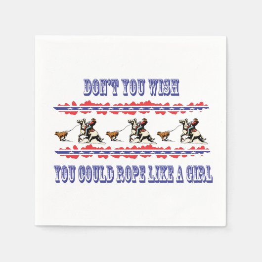 Serviette En Papier Western Party Napkins Rodéo Cowgirl Calf Roping (Devant)