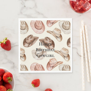 Serviette En Papier Western Pink Cream Cowgirl Casquettes Anniversaire