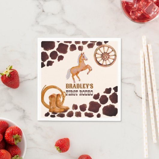 Serviette En Papier Western premier rodéo saddup cheval fête d'anniver (En situation)