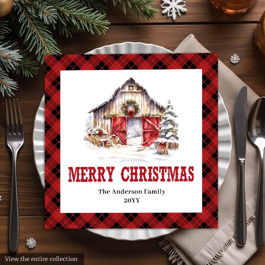 Serviette En Papier Western Ranch Style Buffalo Plaid Xmas Napkins