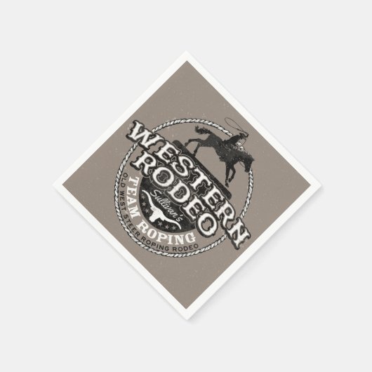 Serviette En Papier Western Rodeo AJOUTER NOM Old West Steer Roping Ro (Coin)