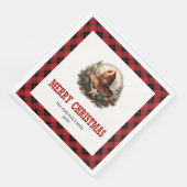 Serviette En Papier Western sheriff's badge red black Christmas napkin (Coin)